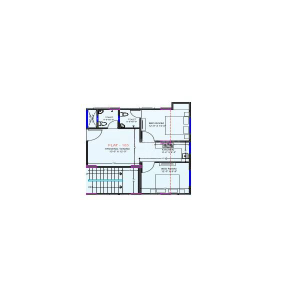 Floor plan of 2 BHK Apartment - 539 sq. ft. in Astha Empire I, Jaipur