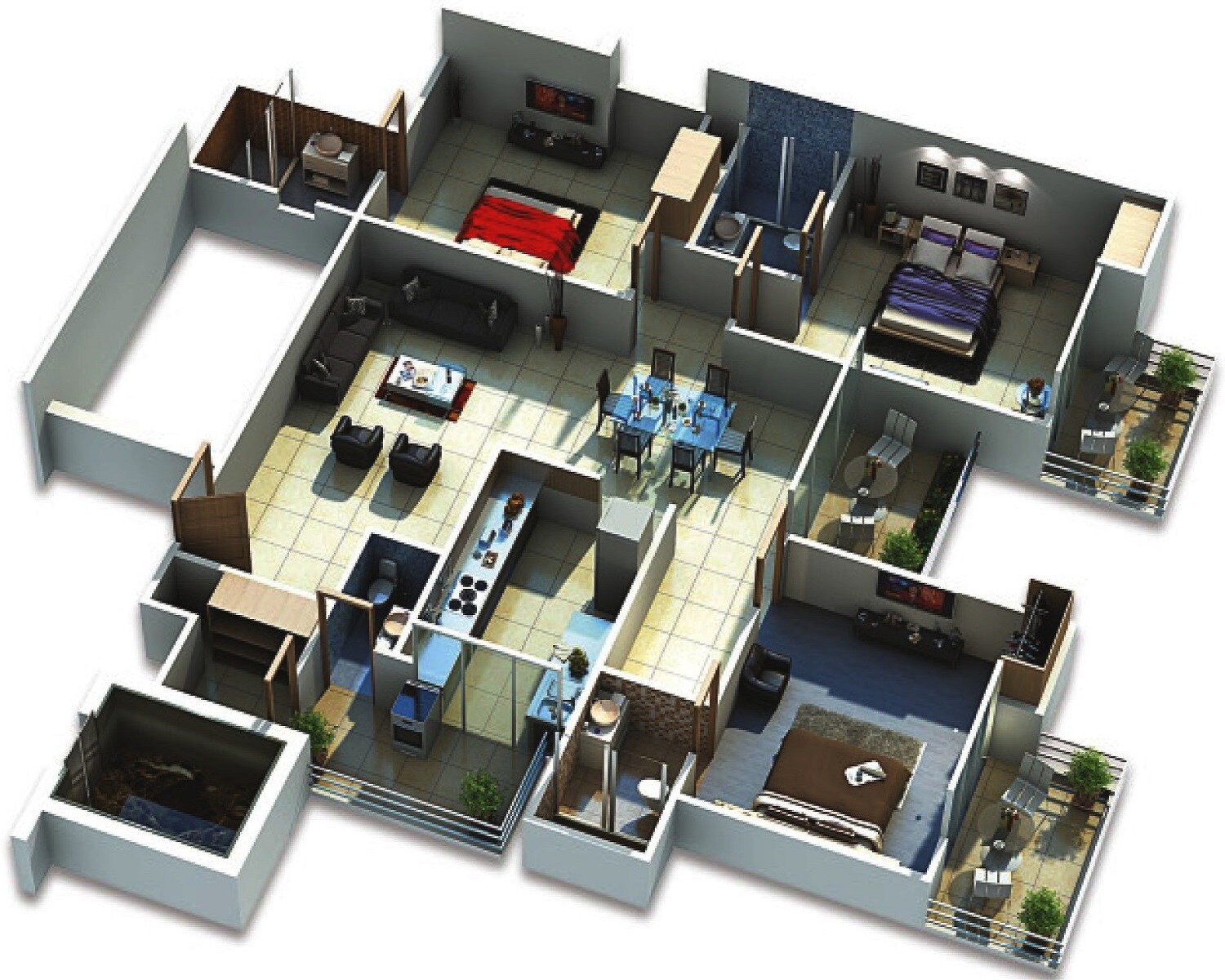 3 BHK 1725 Sq. Ft. Apartment