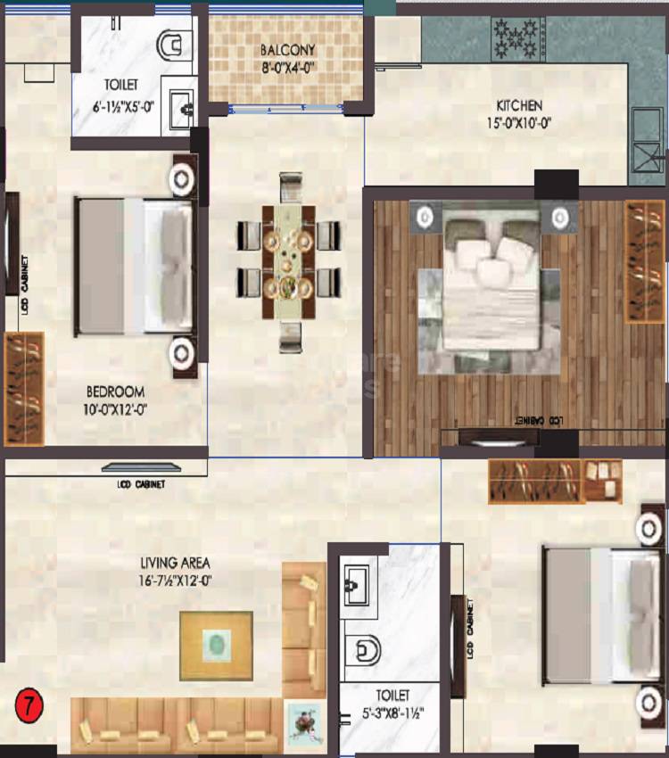 3 BHK 970 Sq. Ft. Apartment