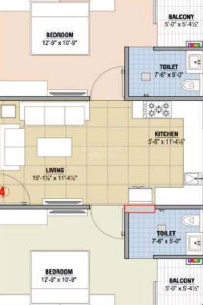 Floor plan of 2 BHK 547 Sq. Ft. Apartment in Balji Urban Park, Jaipur