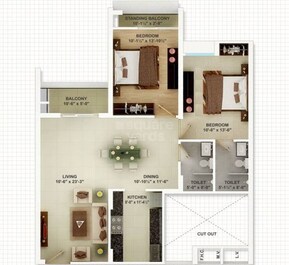2 BHK 1343 Sq. Ft. Apartment in Cedar Luxuria