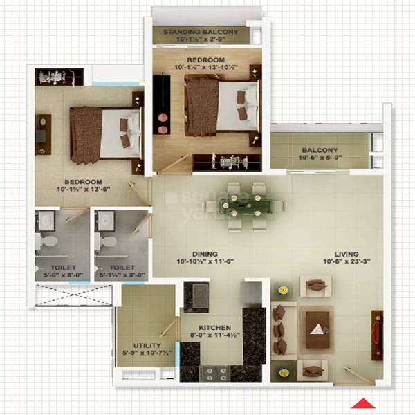 2 BHK 1433 Sq. Ft. Apartment