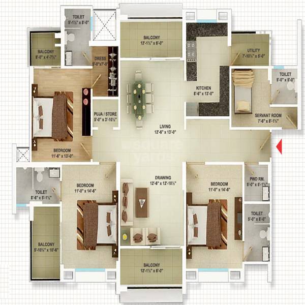 4 BHK 2382 Sq. Ft. Apartment