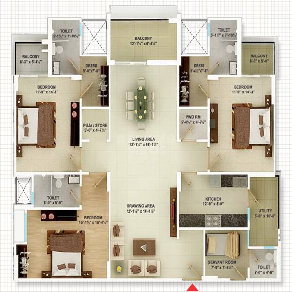 4 BHK 2413 Sq. Ft. Apartment