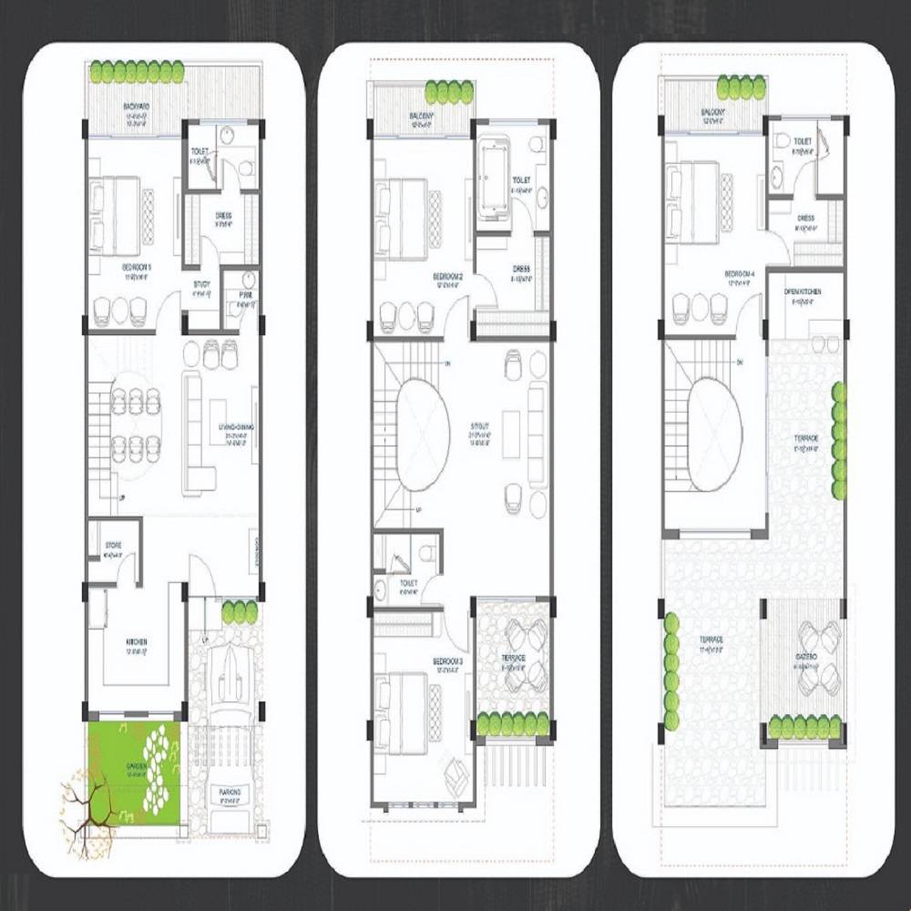 Floor plan of 4 BHK 3300 Sq. Ft. Villa in Chopra Shraddha Homes, Jaipur