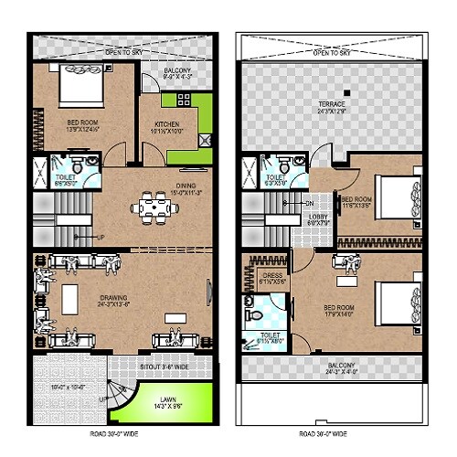 Floor plan of 3 BHK 1921 Sq. Ft. Villa in Chordia Prime Ville, Jaipur