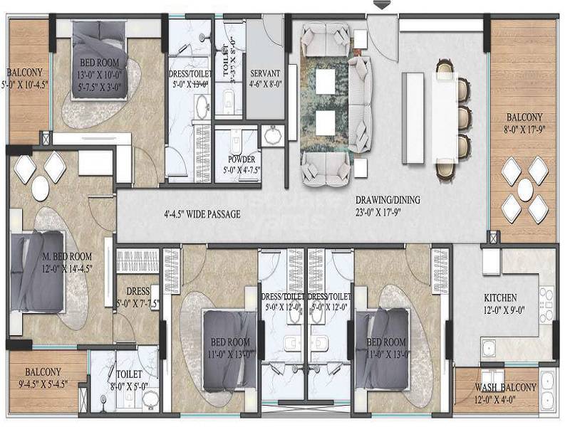 4 BHK 1658 Sq. Ft. Apartment