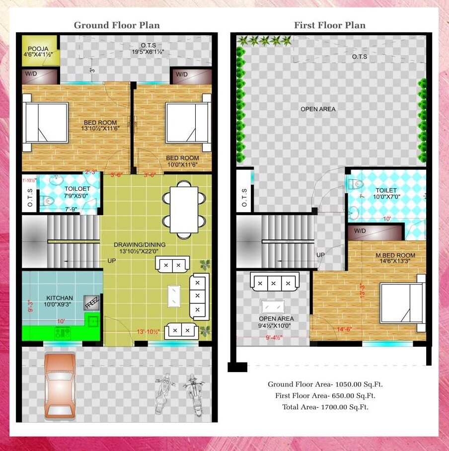 Floor plan of 3 BHK 1700 Sq. Ft. Villa in Chordias The Marbella, Jaipur