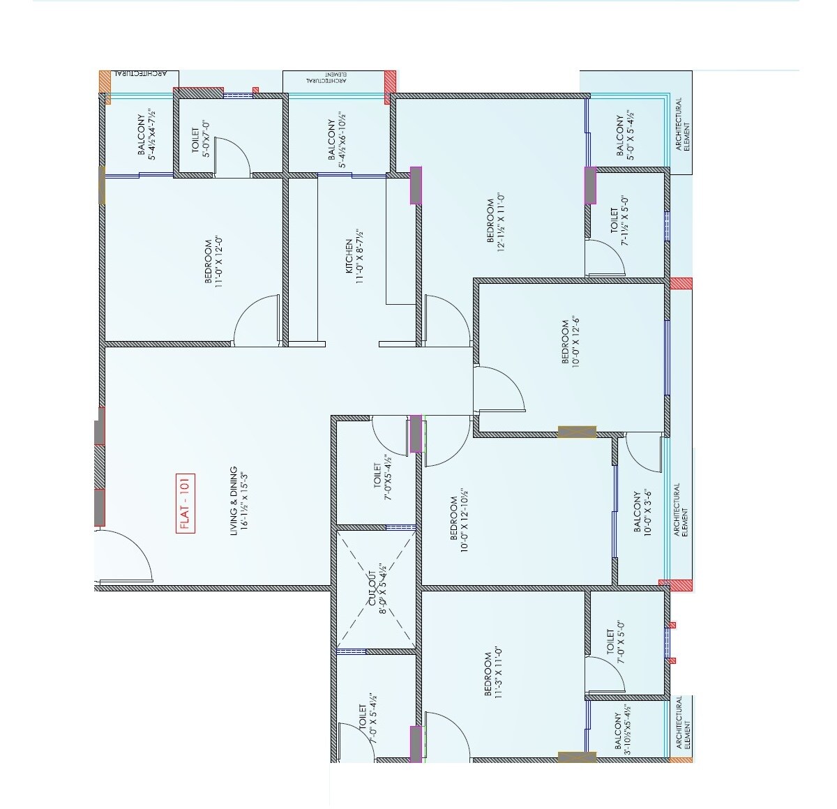 Floor plan of 3 BHK 1335 Sq. Ft. Apartment in CM Town Square III And IV, Jaipur