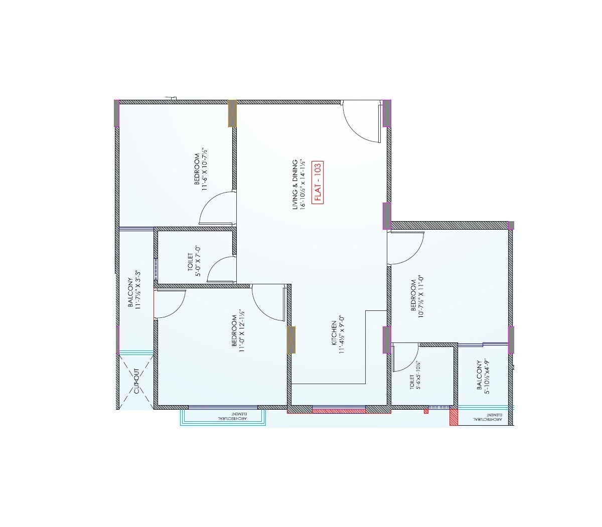 3 BHK 1855 Sq. Ft. Apartment