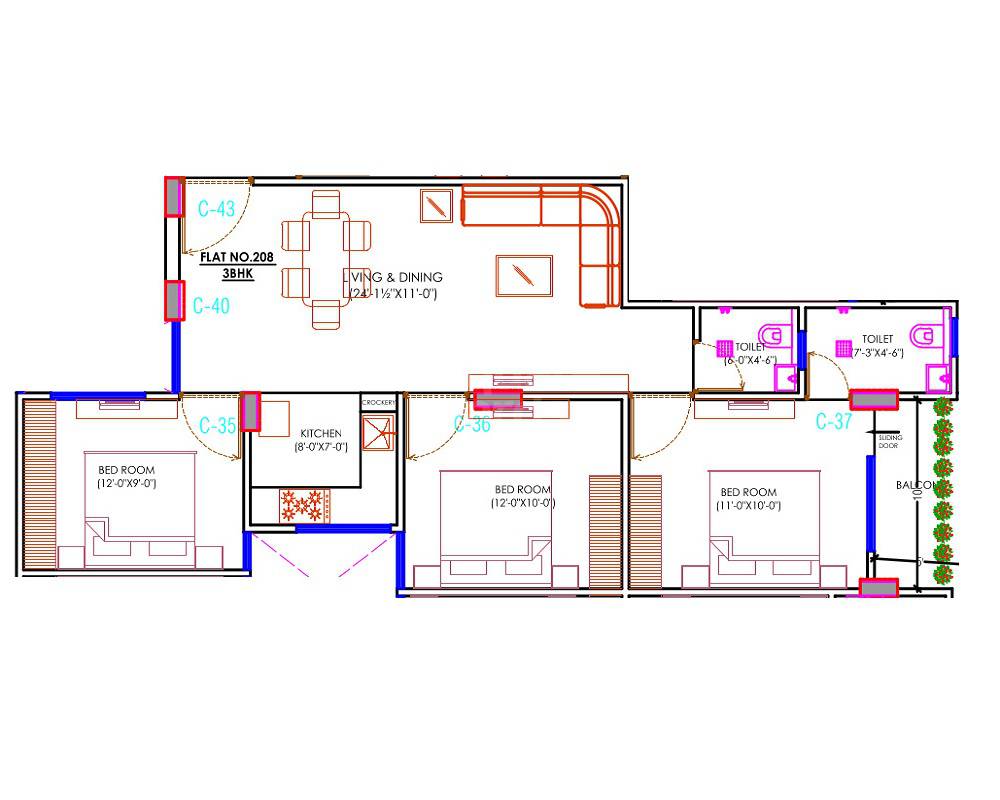 3 BHK 1163 Sq. Ft. Apartment in Consol Raghunandan Heights