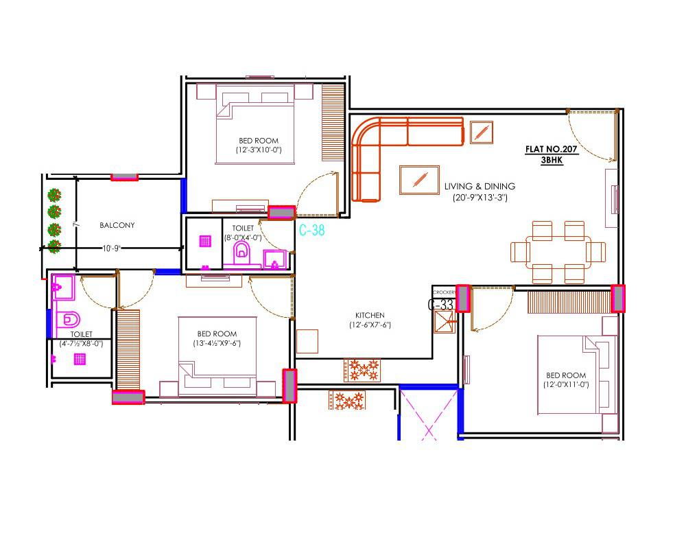 3 BHK 1328 Sq. Ft. Apartment