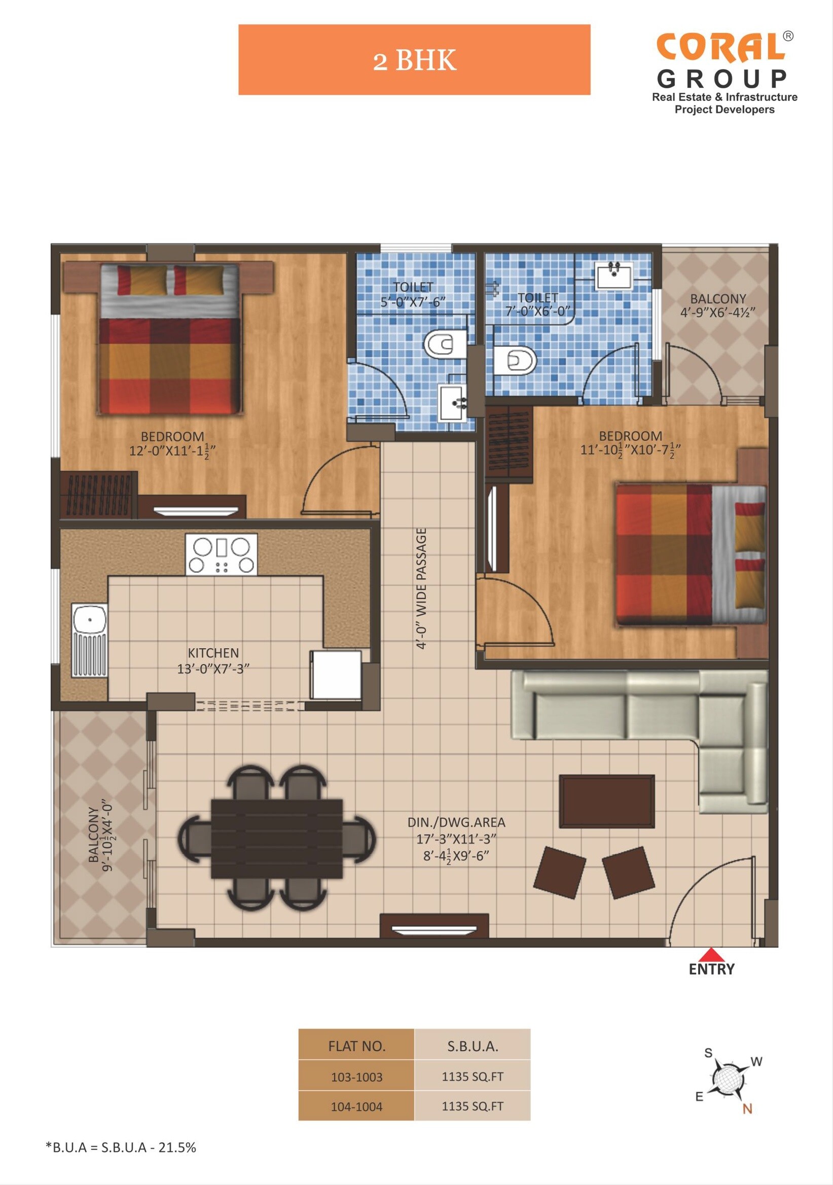 2 BHK 1135 Sq. Ft. Apartment