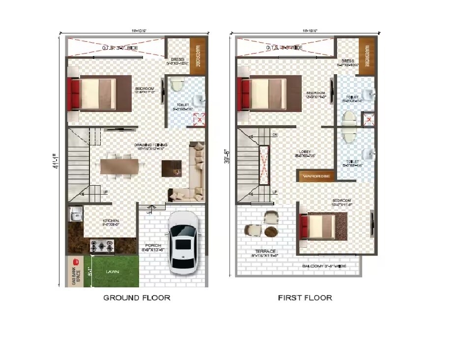 Floor plan of 3 BHK 476 Sq. Ft. Villa in DefineD Meadows Villa, Jaipur