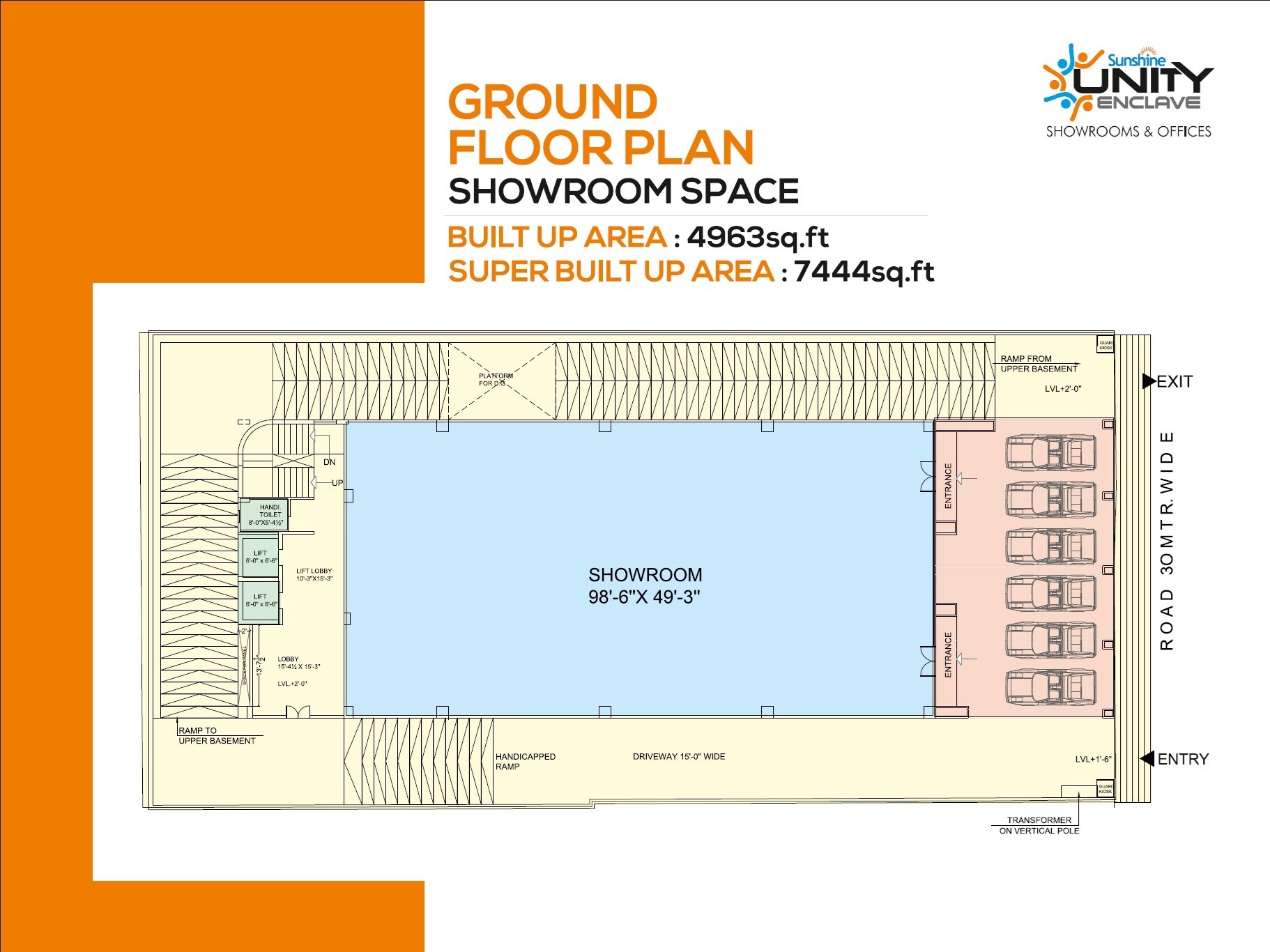 Floor plan of 7444 Sq. Ft. Retail Shop in Dhanuka Sunshine Unity Enclave, Jaipur