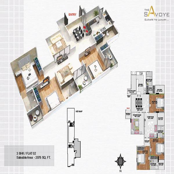 3 BHK 2075 Sq. Ft. Apartment