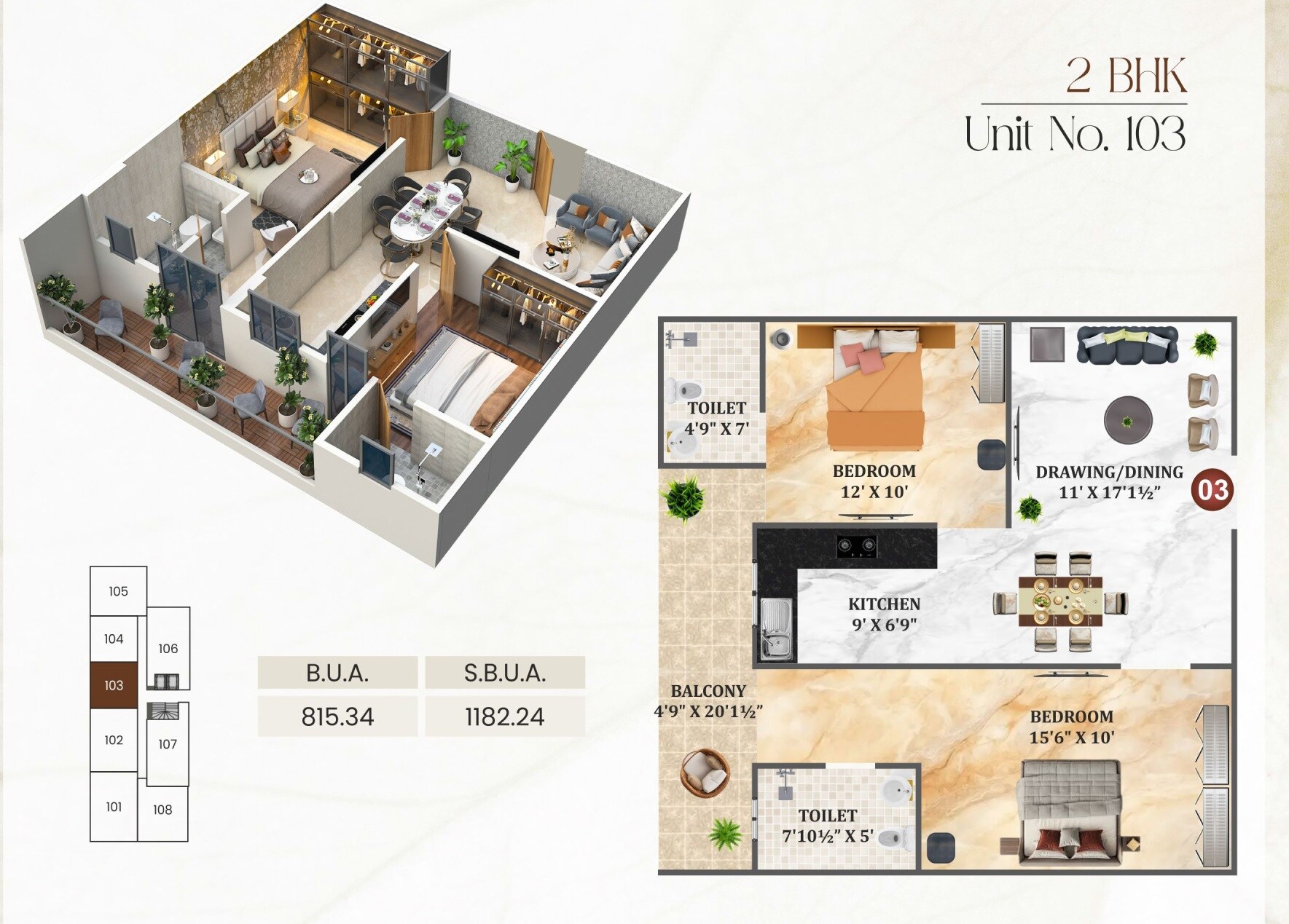 2 BHK 1182 Sq. Ft. Apartment