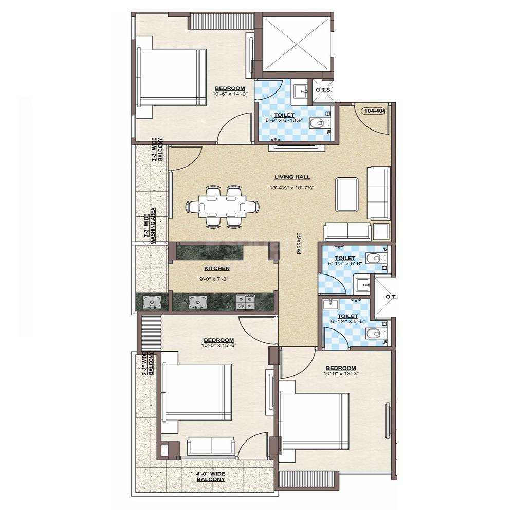 3 BHK 1470 Sq. Ft. Apartment