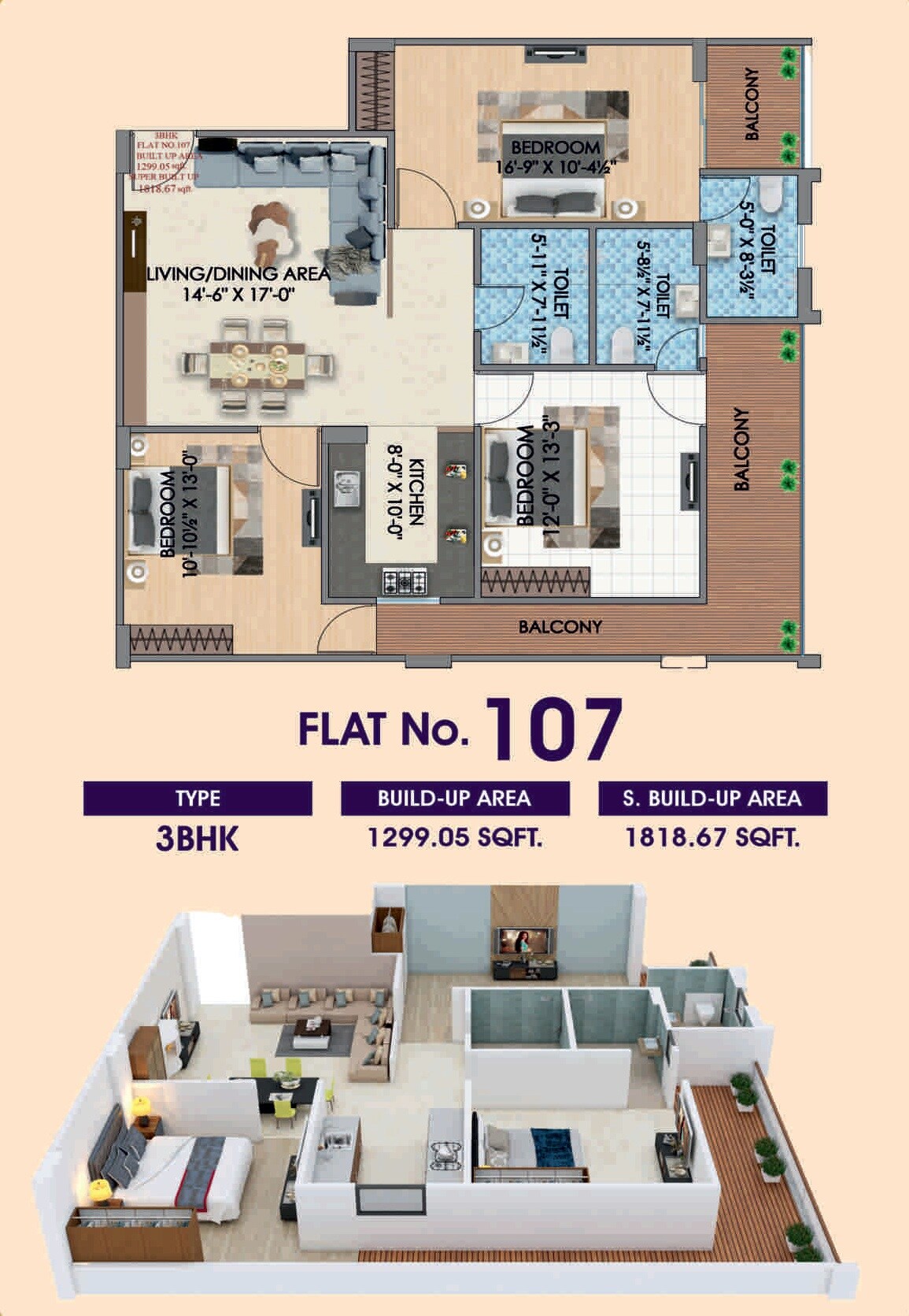3 BHK 1818 Sq. Ft. Apartment