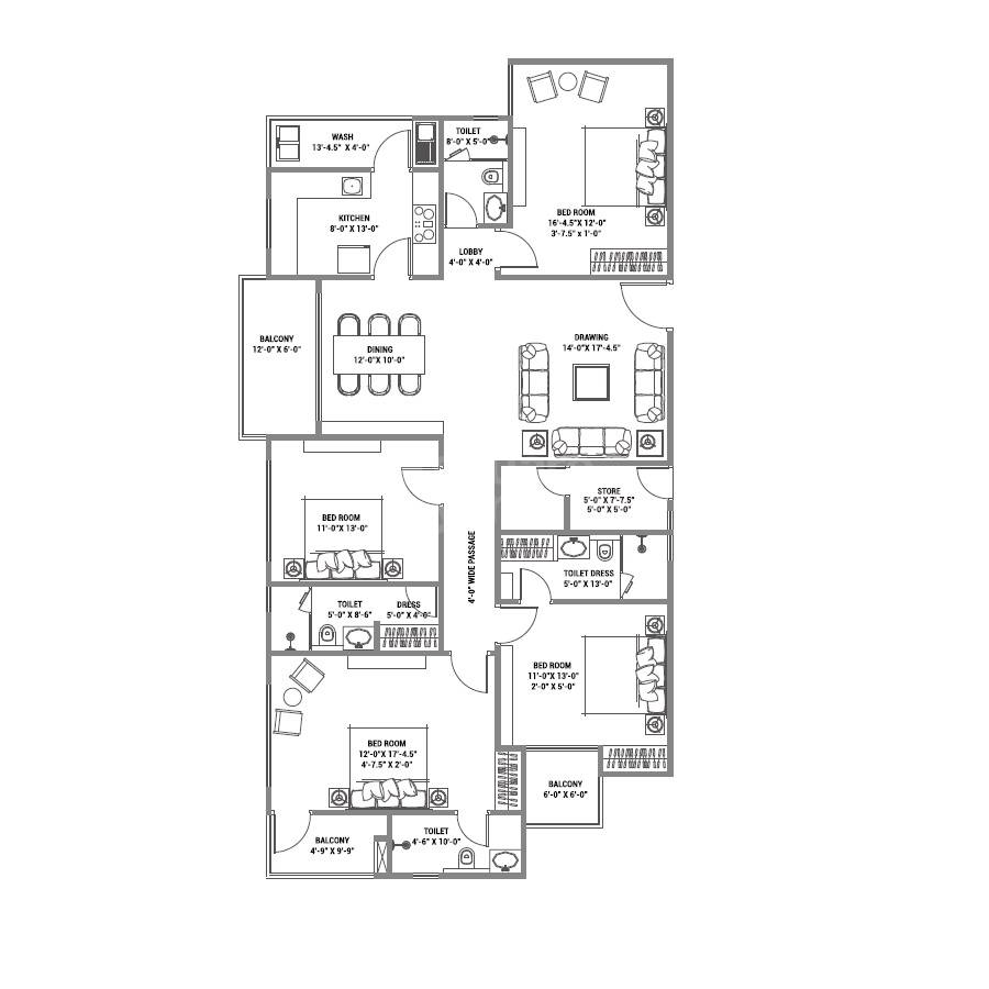 4 BHK 1589 Sq. Ft. Apartment
