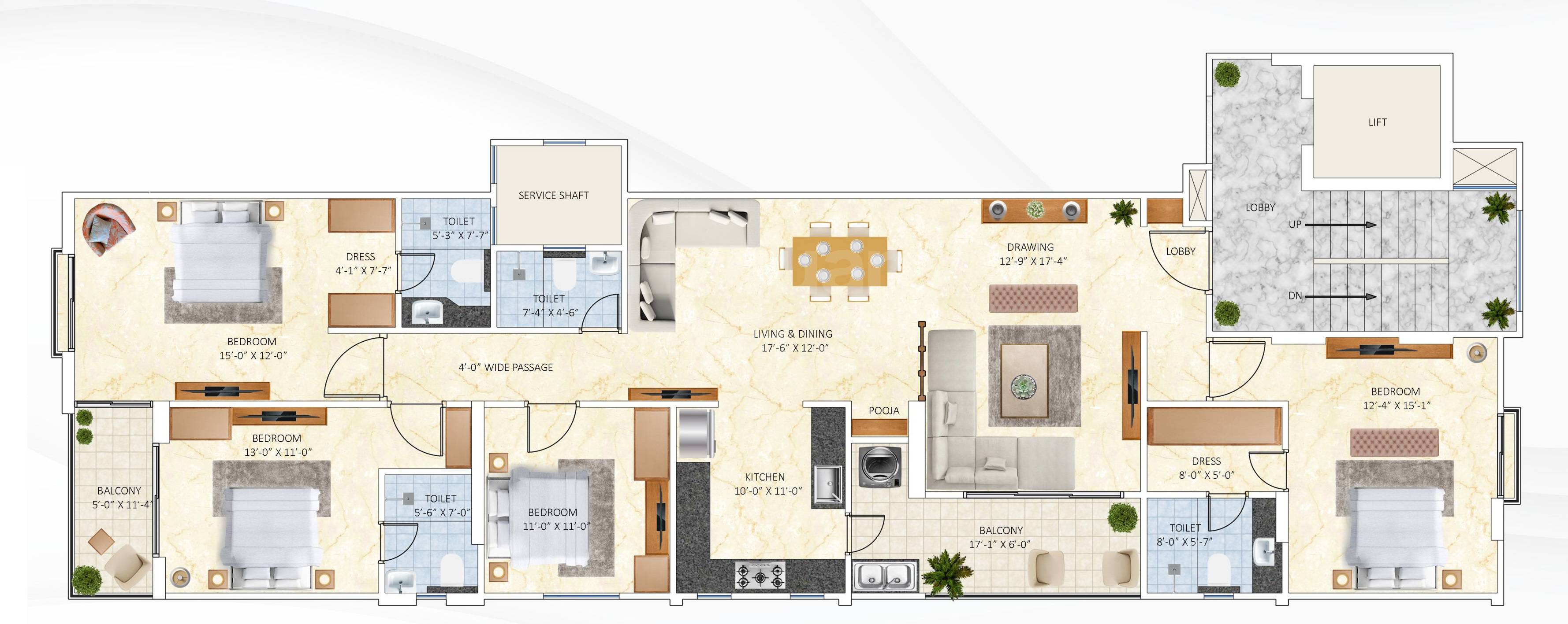 4 BHK 2510 Sq. Ft. Apartment
