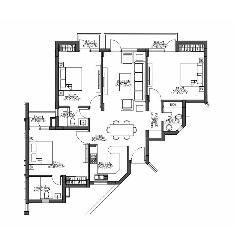 3 BHK 1666 Sq. Ft. Apartment