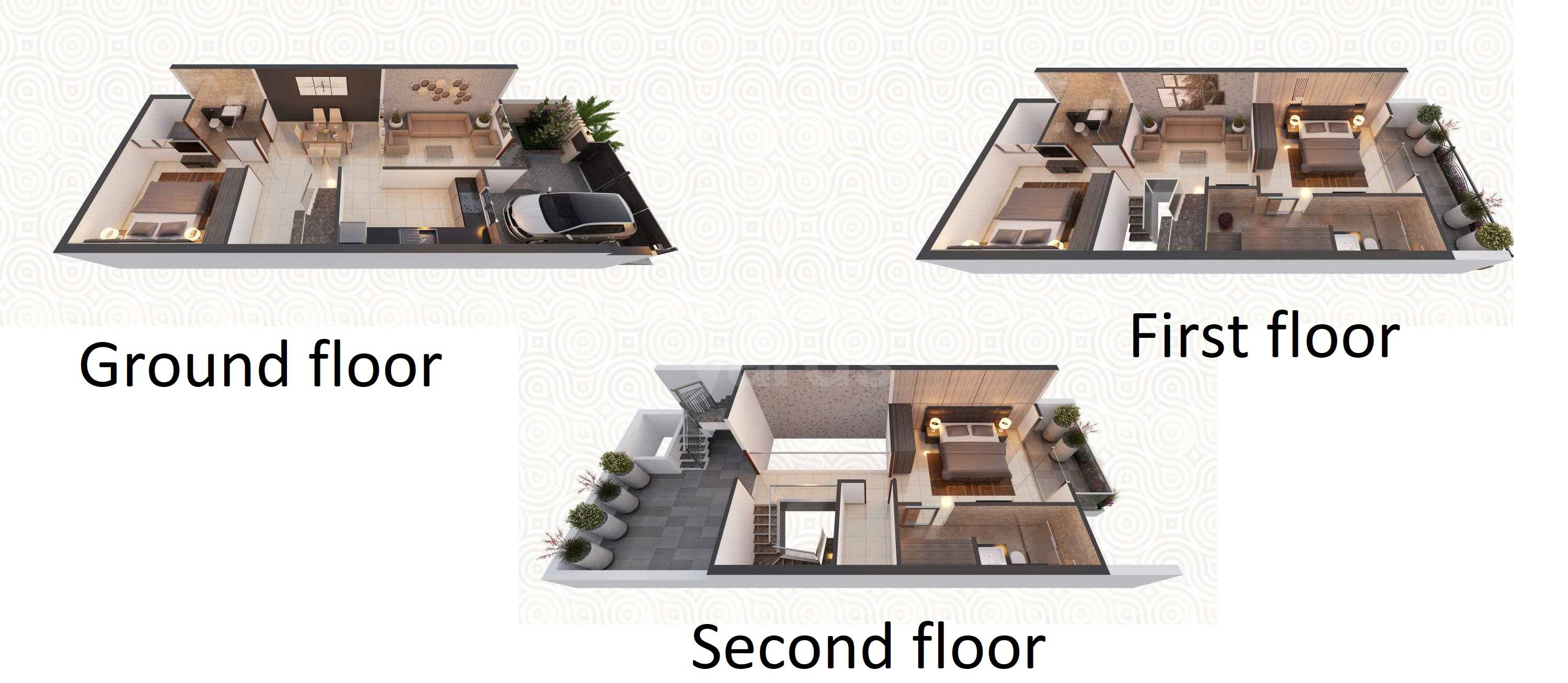 Floor plan of 4 BHK 2500 Sq. Ft. Apartment in Imperial Ville, Jaipur