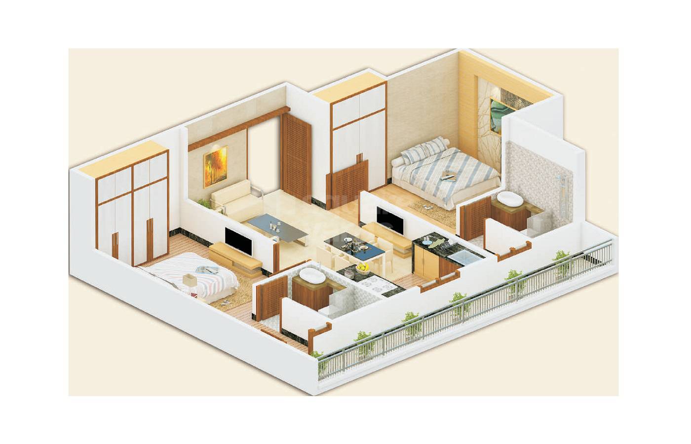 2 BHK 895 Sq. Ft. Apartment