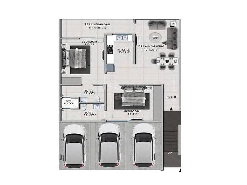 2 BHK 800 Sq. Ft. Apartment