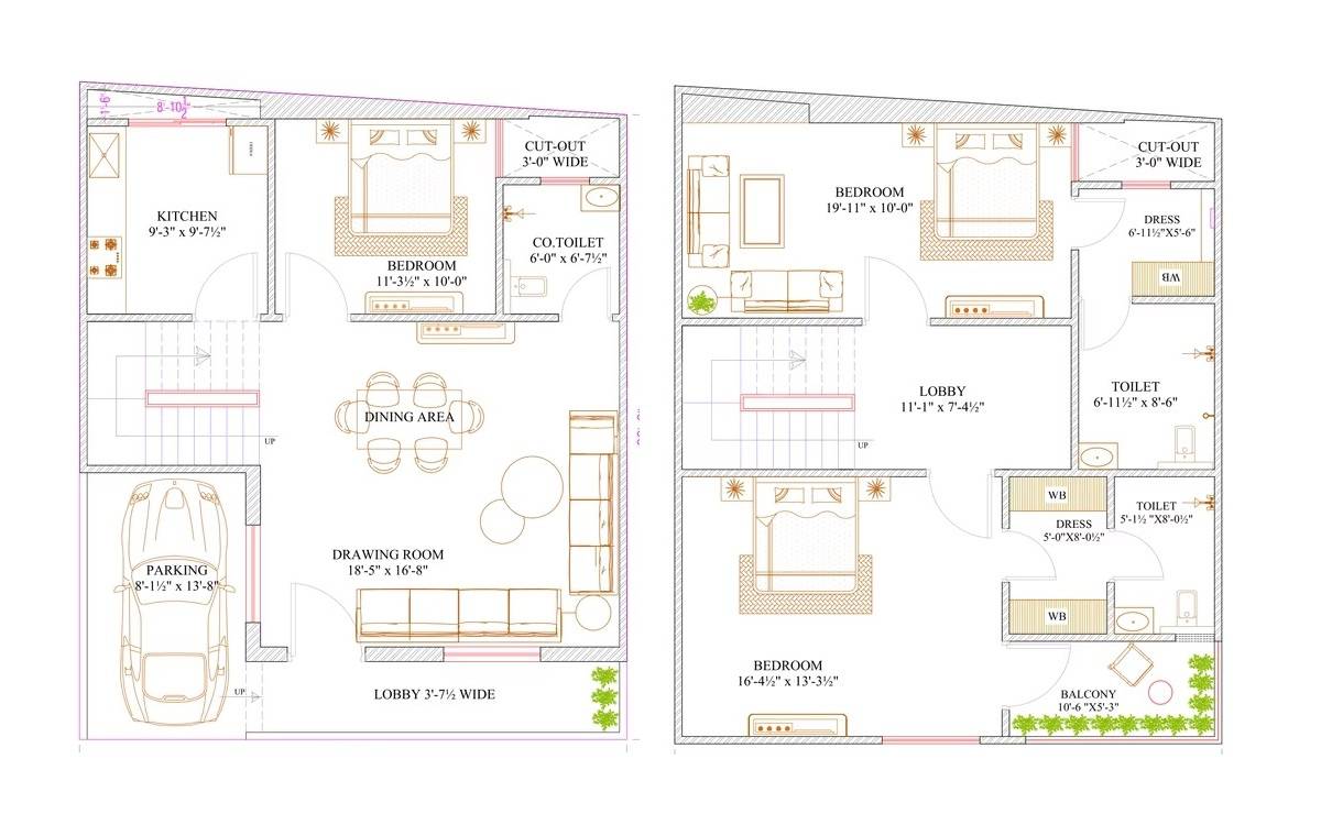 Floor plan of 3 BHK 1297 Sq. Ft. Villa in Kedia Vedic Villas, Jaipur