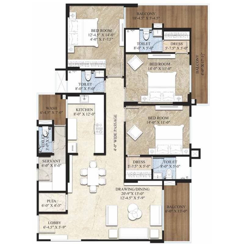 3 BHK 2271 Sq. Ft. Apartment
