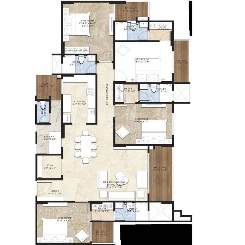 4 BHK 2608 Sq. Ft. Apartment