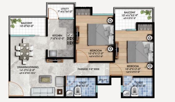 2 BHK 680 Sq. Ft. Apartment