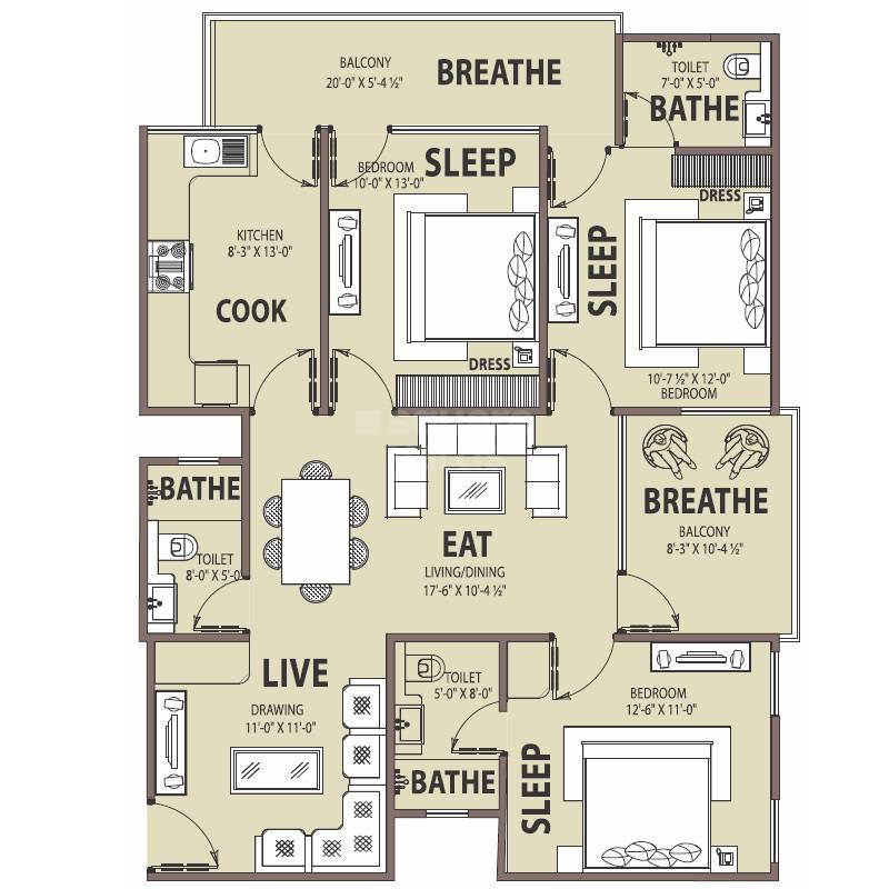 3 BHK 1569 Sq. Ft. Apartment
