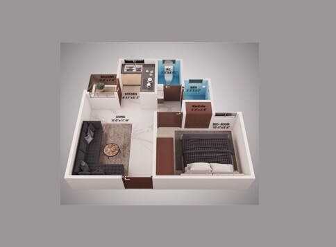 Floor plan of 1 BHK 450 Sq. Ft. Apartment in Kritika Nav Nilay, Jaipur