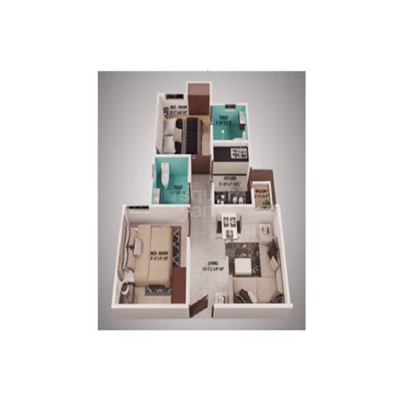 Floor plan of 2 BHK 635 Sq. Ft. Apartment in Kritika Nav Nilay, Jaipur