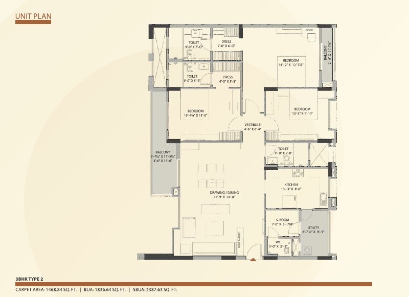 3 BHK 2387 Sq. Ft. Apartment
