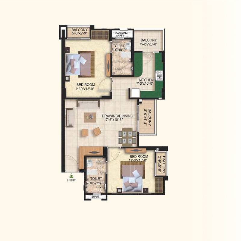  2 BHK Apartment at Mahima Nirvana, Ajmer Road – for Rent