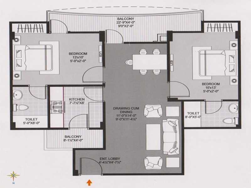 2 BHK 1086 Sq. Ft. Apartment