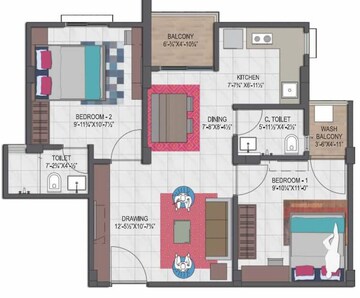  2 BHK Apartment at Mahima Uday, Jagatpura – for Rent