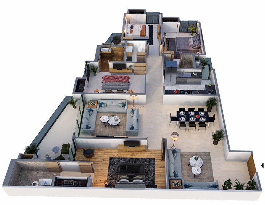 Floor plan of 4 BHK 2477 Sq. Ft. Apartment in Manglam 14 Woodland Park, Jaipur