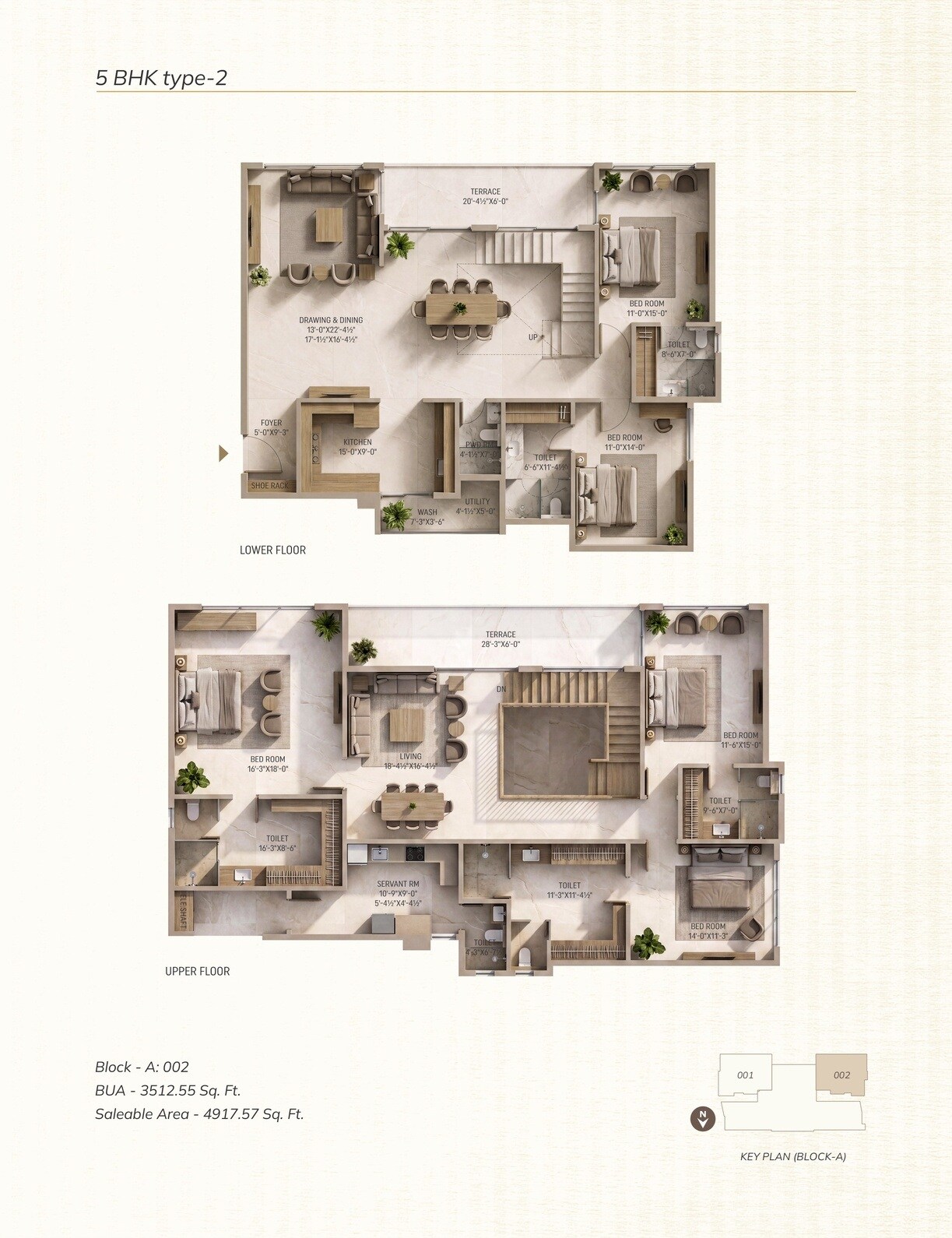 Floor plan of 5 BHK 4917 Sq. Ft. Apartment in Manglam Aaradhya, Jaipur