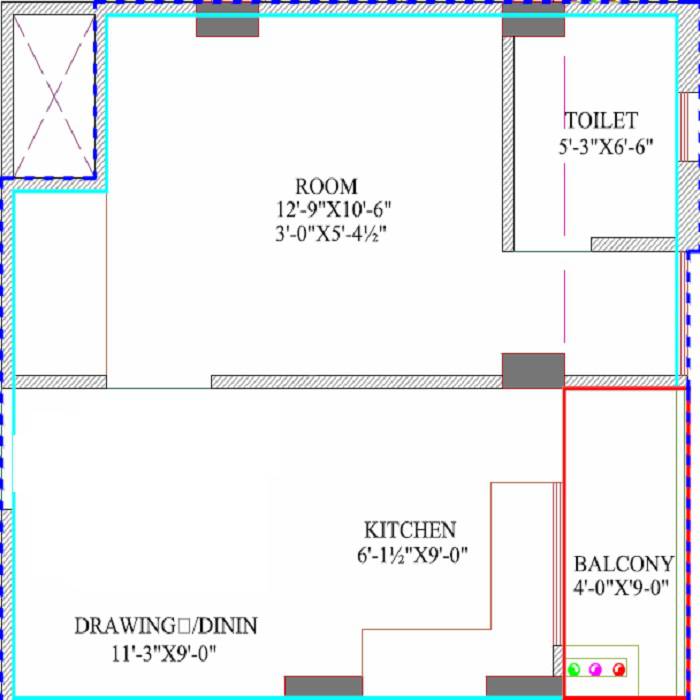 Floor plan of 1 BHK 449 Sq. Ft. Apartment in Mega Dream Midas Cosmic, Jaipur