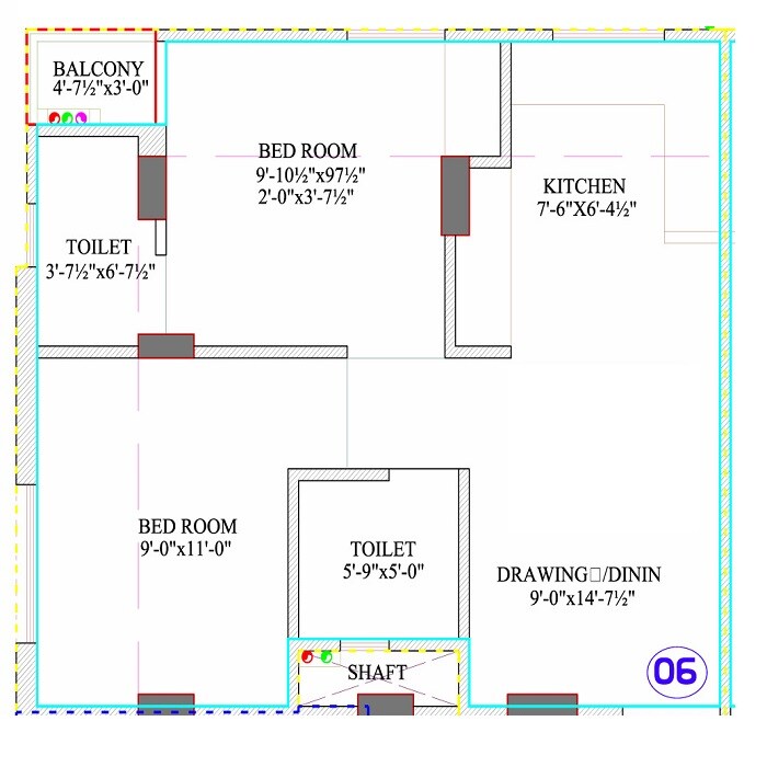 Floor plan of 2 BHK 938 Sq. Ft. Apartment in Mega Dream Midas Cosmic, Jaipur
