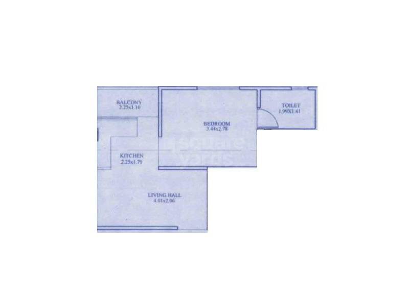 Floor plan of 1 BHK 442 Sq. Ft. Apartment in MJB Heights, Jaipur