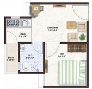 Floor plan of 1 BHK Apartment - 245 sq. ft. in Mojika Laxmi Vihar, Jaipur