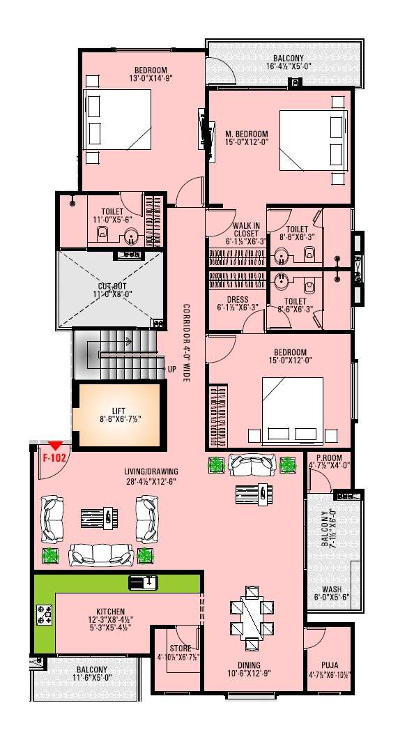 3 BHK 2740 Sq. Ft. Apartment in Okay Plus Satya Palace