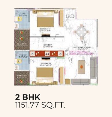 2 BHK 1152 Sq. Ft. Apartment