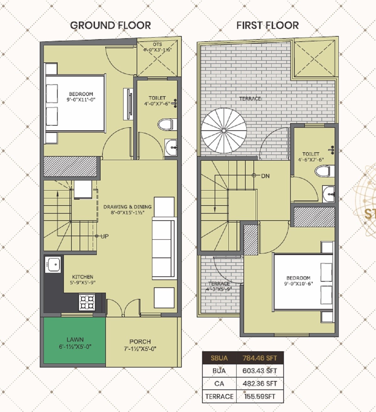 Floor plan of 2 BHK 785 Sq. Ft. Villa in ORG Nakshatra, Jaipur