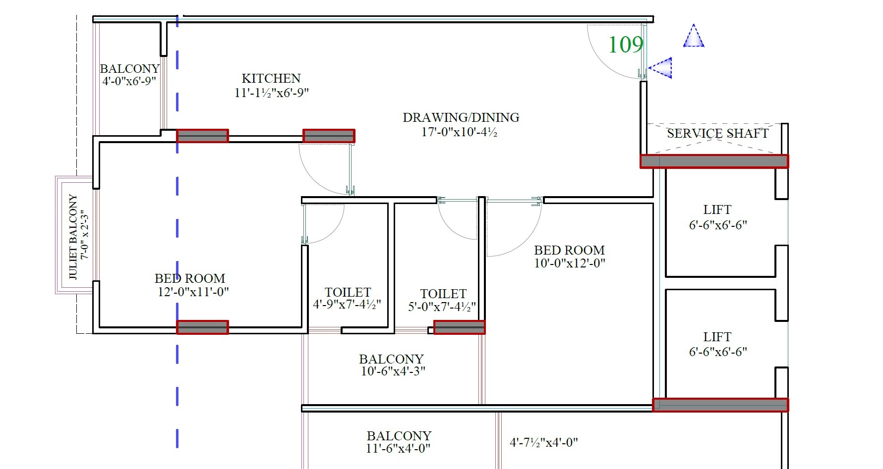 Floor plan of 2 BHK 1025 Sq. Ft. Apartment in Parth Heights, Jaipur